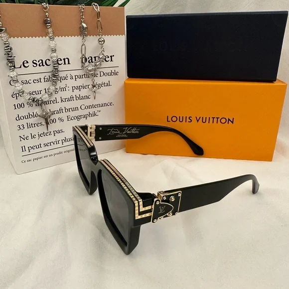 Louis Vuitton Black and Gold Sunglasses